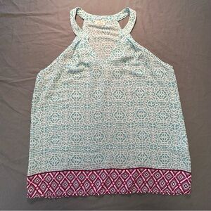 Pixley Geometric Tank Top - Teal and Burgundy
